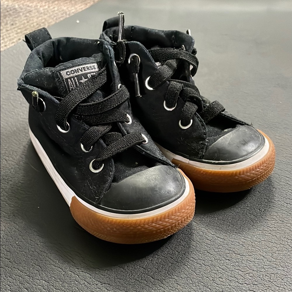 Elastic lace black converse toddler all stars